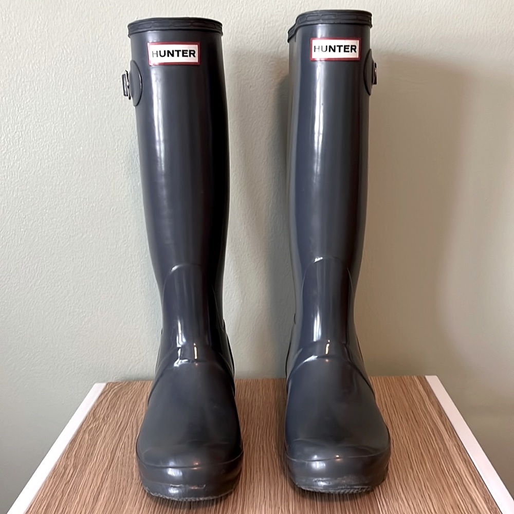 Hunter Original Gloss Tall Boots, Gray, size 7